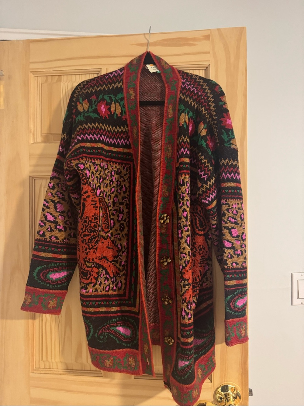 FARM Rio Multicolor Knit Cardigan in Black, Red, Orange, Pink & Green